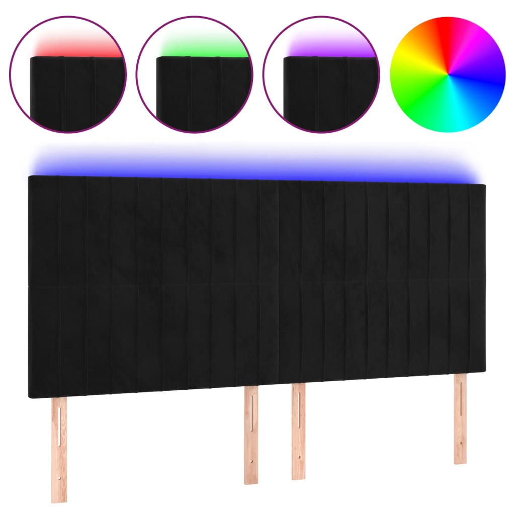 Κεφαλάρι Κρεβατιού LED Μαύρο 180x5x118/128 εκ. Βελούδινο