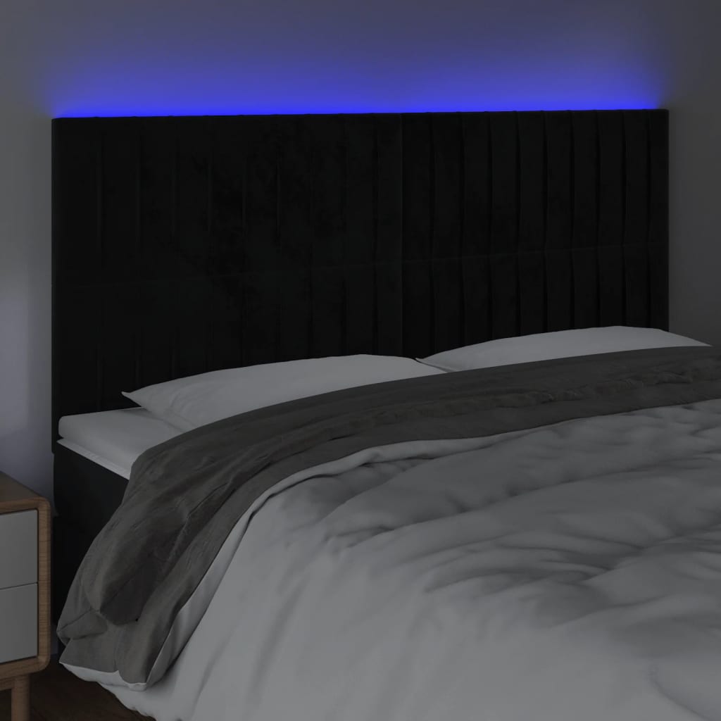 Κεφαλάρι Κρεβατιού LED Μαύρο 180x5x118/128 εκ. Βελούδινο