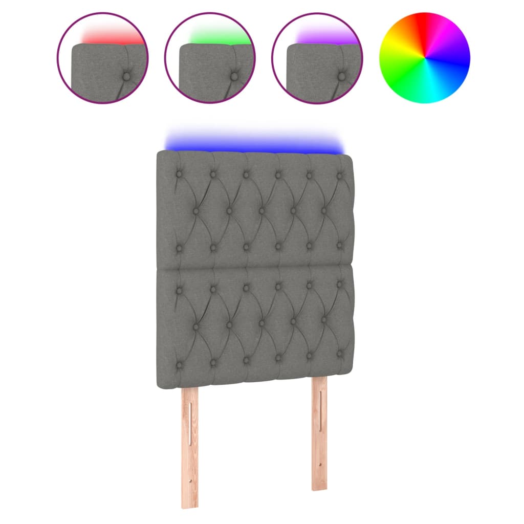 Κεφαλάρι Κρεβατιού LED Σκούρο Γκρι 80x7x118/128εκ. Υφασμάτινο - Pakobazaar
