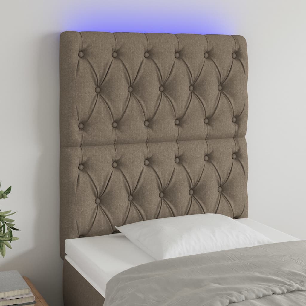 Κεφαλάρι Κρεβατιού LED Taupe 80x7x118/128εκ. Υφασμάτινο - Pakobazaar