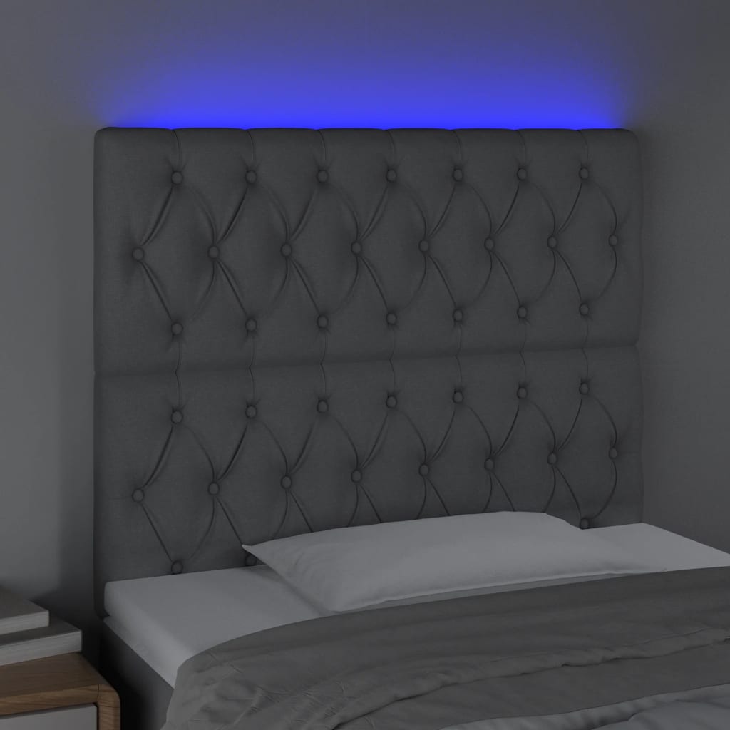 Κεφαλάρι Κρεβατιού LED Ανοιχτό Γκρι 90x7x118/128 εκ. Υφασμάτινο - Pakobazaar