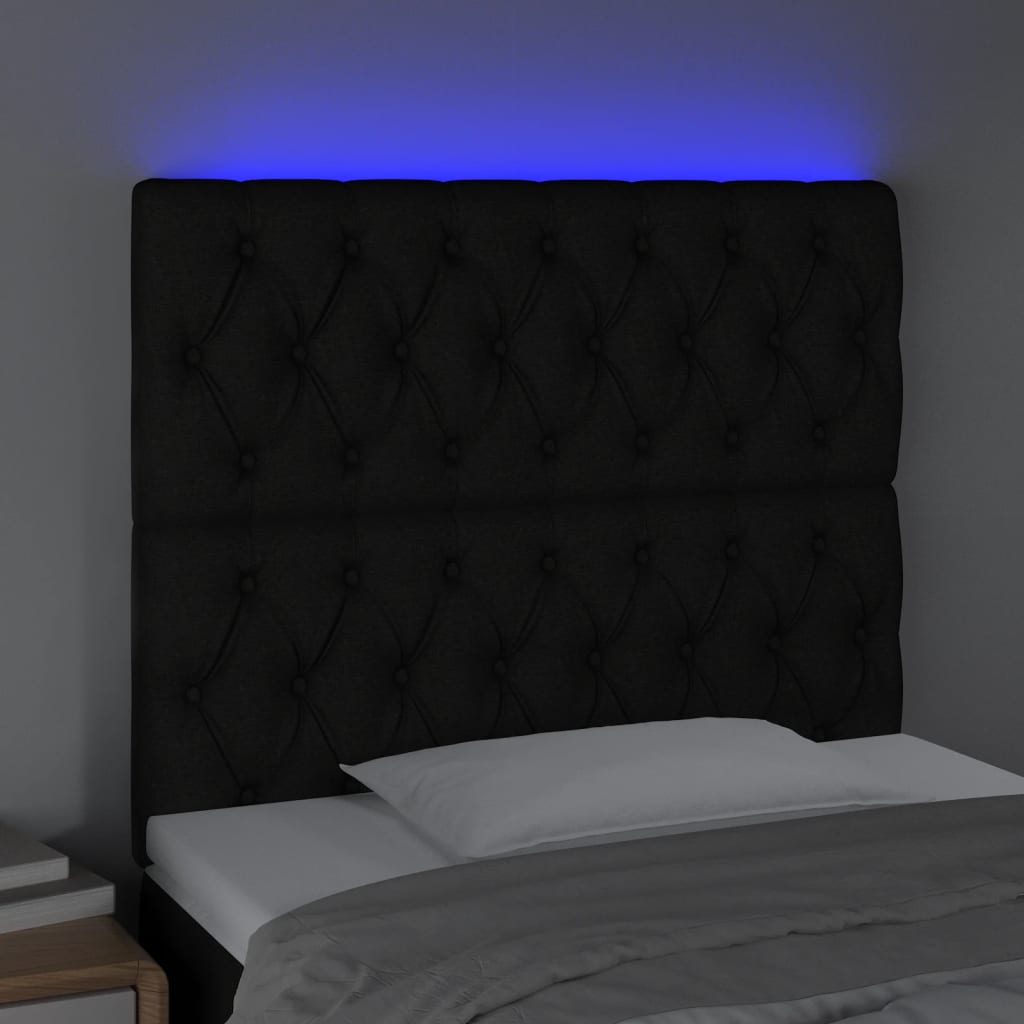 Κεφαλάρι Κρεβατιού LED Μαύρο 100x7x118/128 εκ. Υφασμάτινο - Pakobazaar
