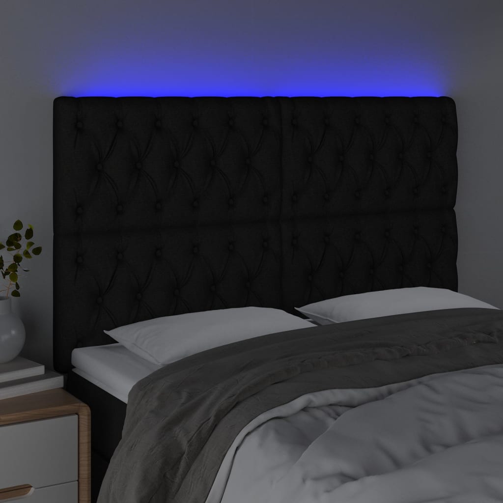 Κεφαλάρι Κρεβατιού LED Μαύρο 144x7x118/128 εκ. Υφασμάτινο