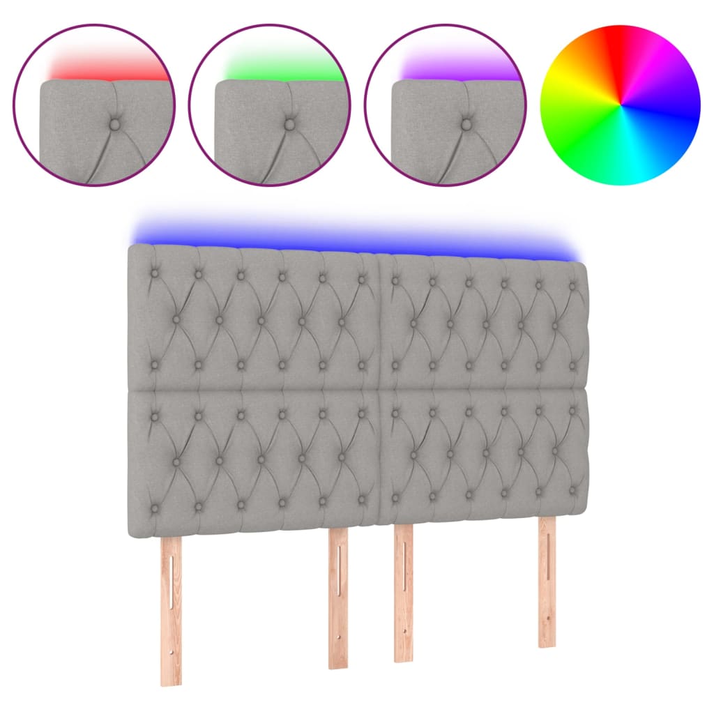 Κεφαλάρι Κρεβατιού LED Ανοιχτό Γκρι 160x7x118/128εκ. Υφασμάτινο