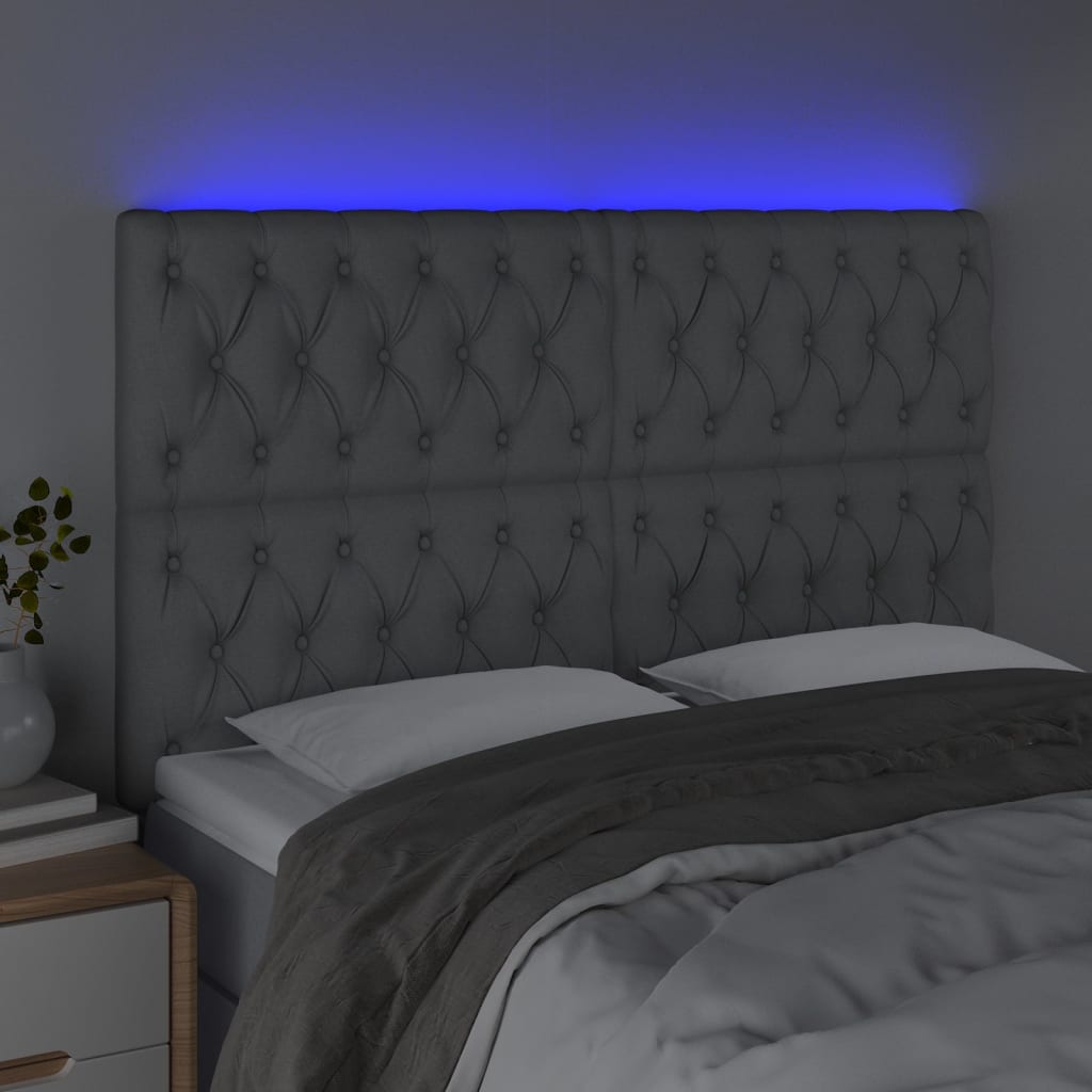 Κεφαλάρι Κρεβατιού LED Ανοιχτό Γκρι 160x7x118/128εκ. Υφασμάτινο