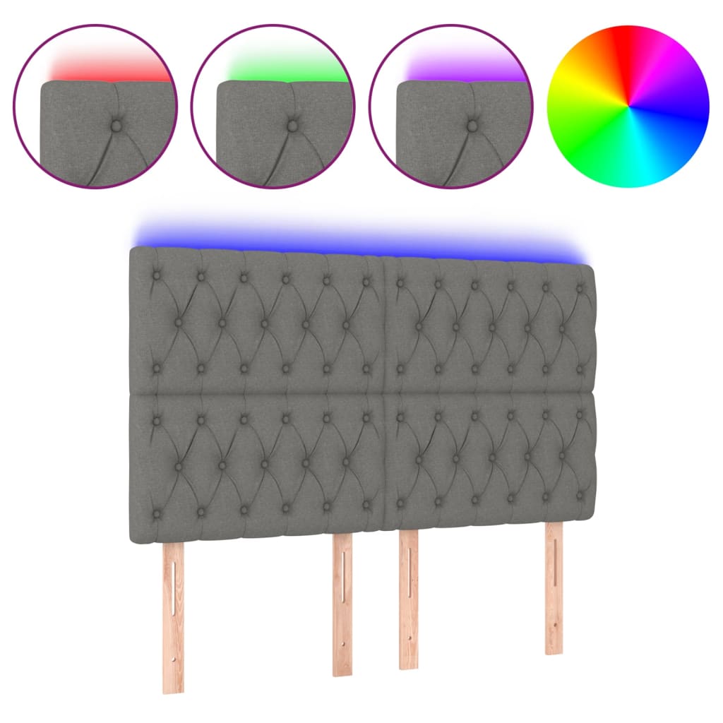 Κεφαλάρι Κρεβατιού LED Σκούρο Γκρι 160x7x118/128εκ. Υφασμάτινο - Pakobazaar