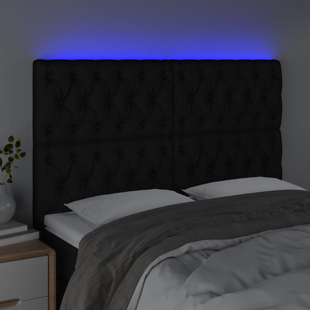 Κεφαλάρι Κρεβατιού LED Μαύρο 160x7x118/128 εκ. Υφασμάτινο