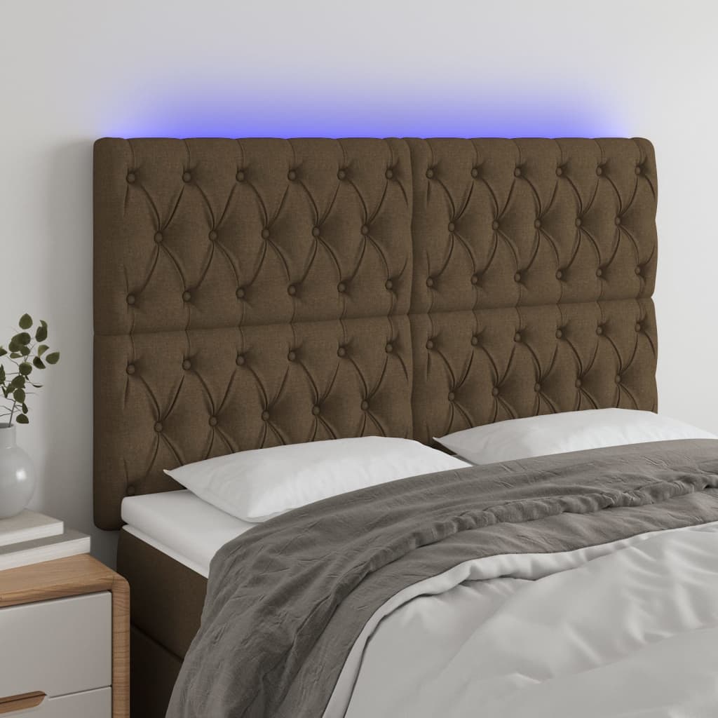 Κεφαλάρι Κρεβατιού LED Σκούρο Καφέ 160x7x118/128εκ. Υφασμάτινο
