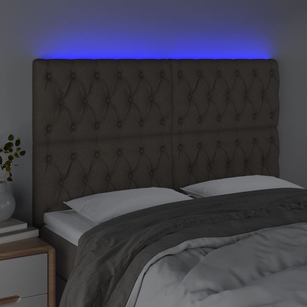 Κεφαλάρι Κρεβατιού LED Taupe 160x7x118/128 εκ. Υφασμάτινο - Pakobazaar