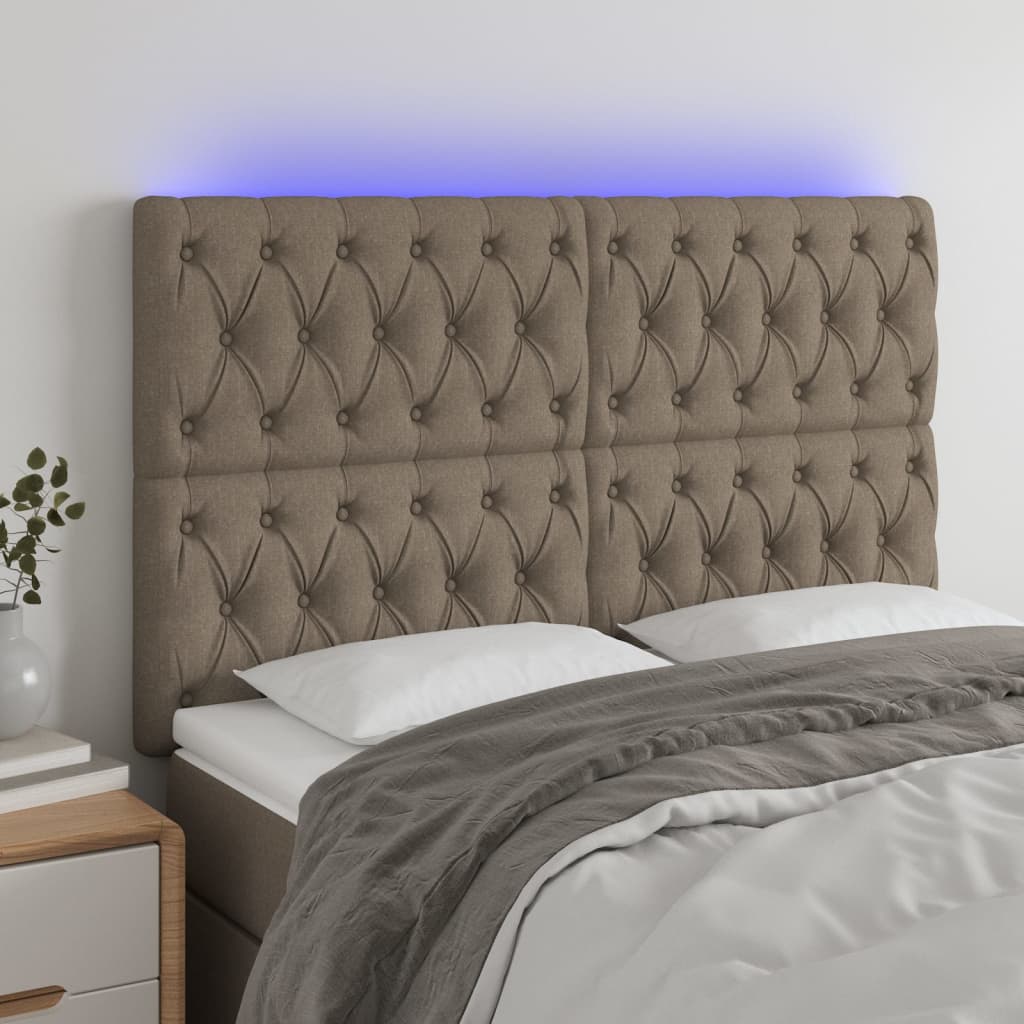 Κεφαλάρι Κρεβατιού LED Taupe 160x7x118/128 εκ. Υφασμάτινο - Pakobazaar