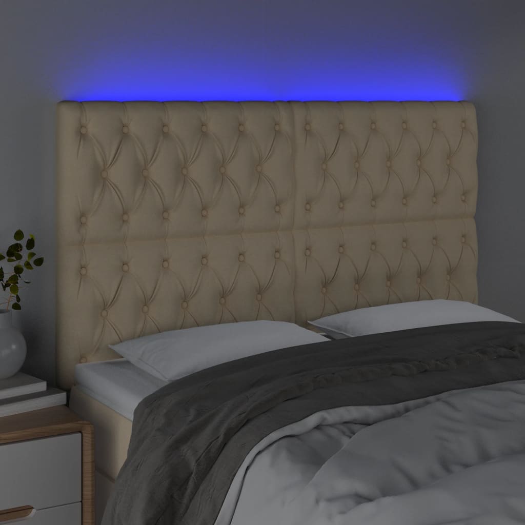 Κεφαλάρι Κρεβατιού LED Κρεμ 160x7x118/128 εκ. Υφασμάτινο