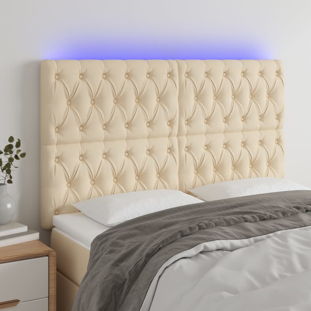 Κεφαλάρι Κρεβατιού LED Κρεμ 160x7x118/128 εκ. Υφασμάτινο