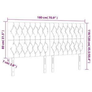 Κεφαλάρι Κρεβατιού LED Σκούρο Καφέ 180x7x118/128εκ. Υφασμάτινο