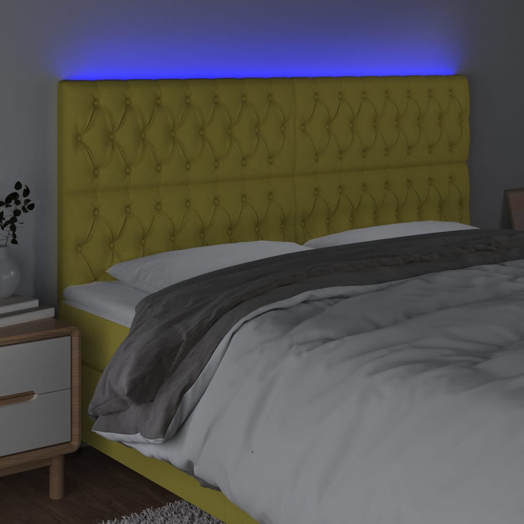 Κεφαλάρι Κρεβατιού LED Πράσινο 180x7x118/128 εκ. Υφασμάτινο