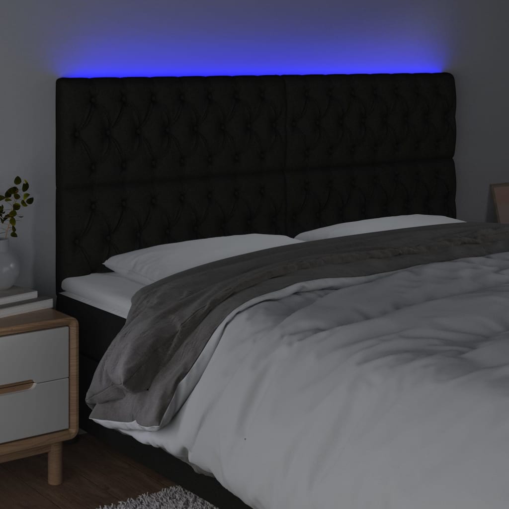 Κεφαλάρι Κρεβατιού LED Μαύρο 200x7x118/128 εκ. Υφασμάτινο