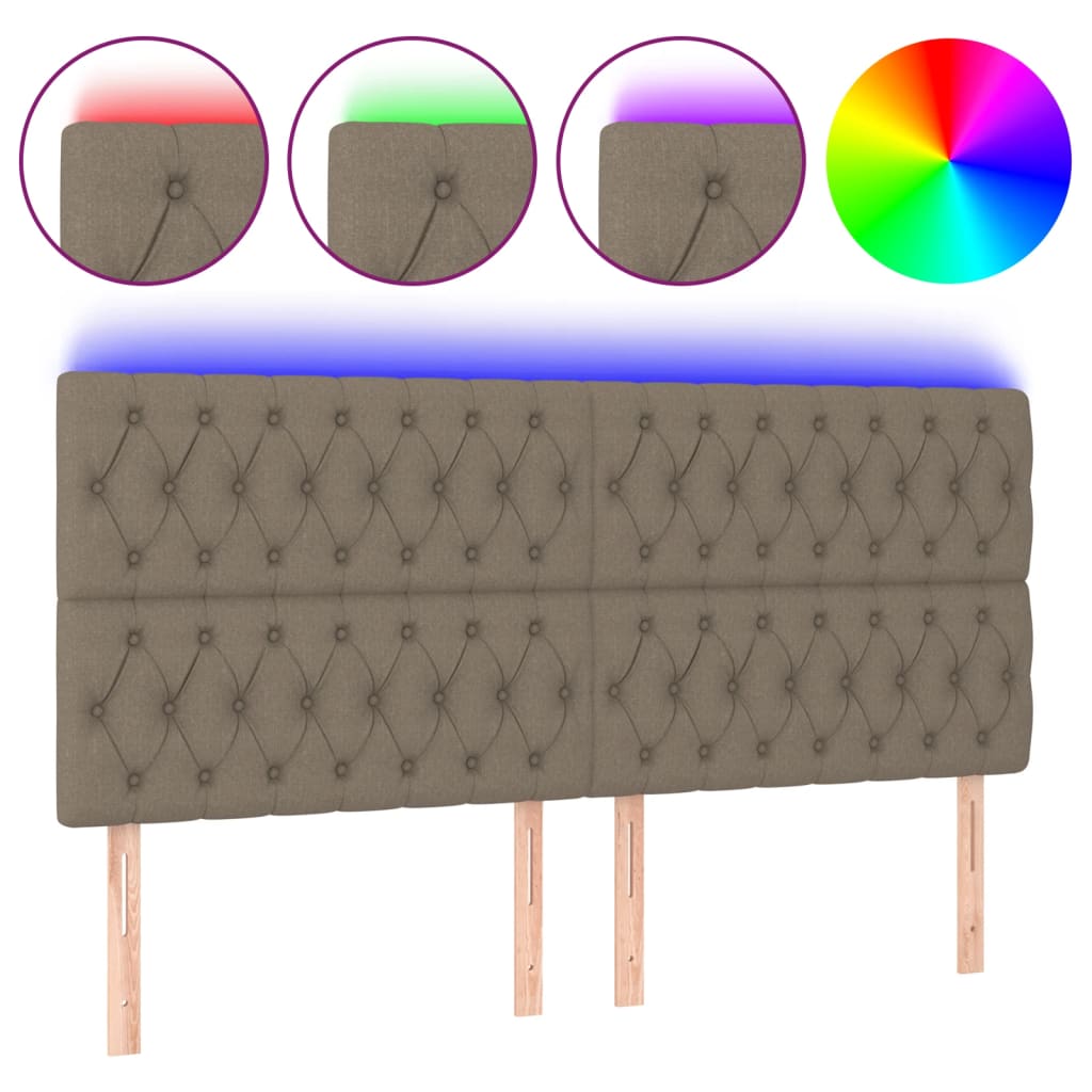 Κεφαλάρι Κρεβατιού LED Taupe 200x7x118/128 εκ. Υφασμάτινο