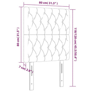 Κεφαλάρι Κρεβατιού LED Ανοιχτό Γκρι 80x7x118/128 εκ. Βελούδινο