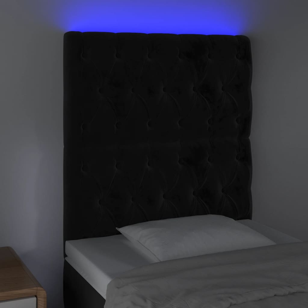 Κεφαλάρι Κρεβατιού LED Μαύρο 80x7x118/128 εκ. Βελούδινο