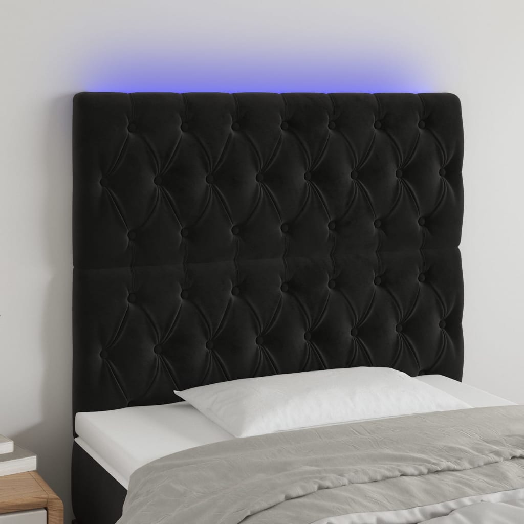 Κεφαλάρι Κρεβατιού LED Μαύρο 90x7x118/128 εκ. Βελούδινο - Pakobazaar