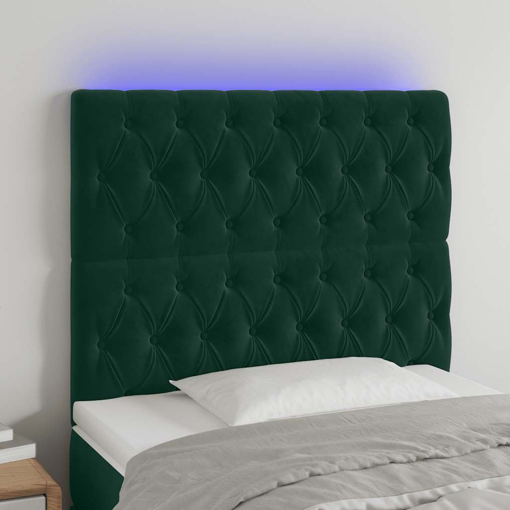 Κεφαλάρι Κρεβατιού LED Σκούρο Πράσινο 90x7x118/128 εκ. - Pakobazaar