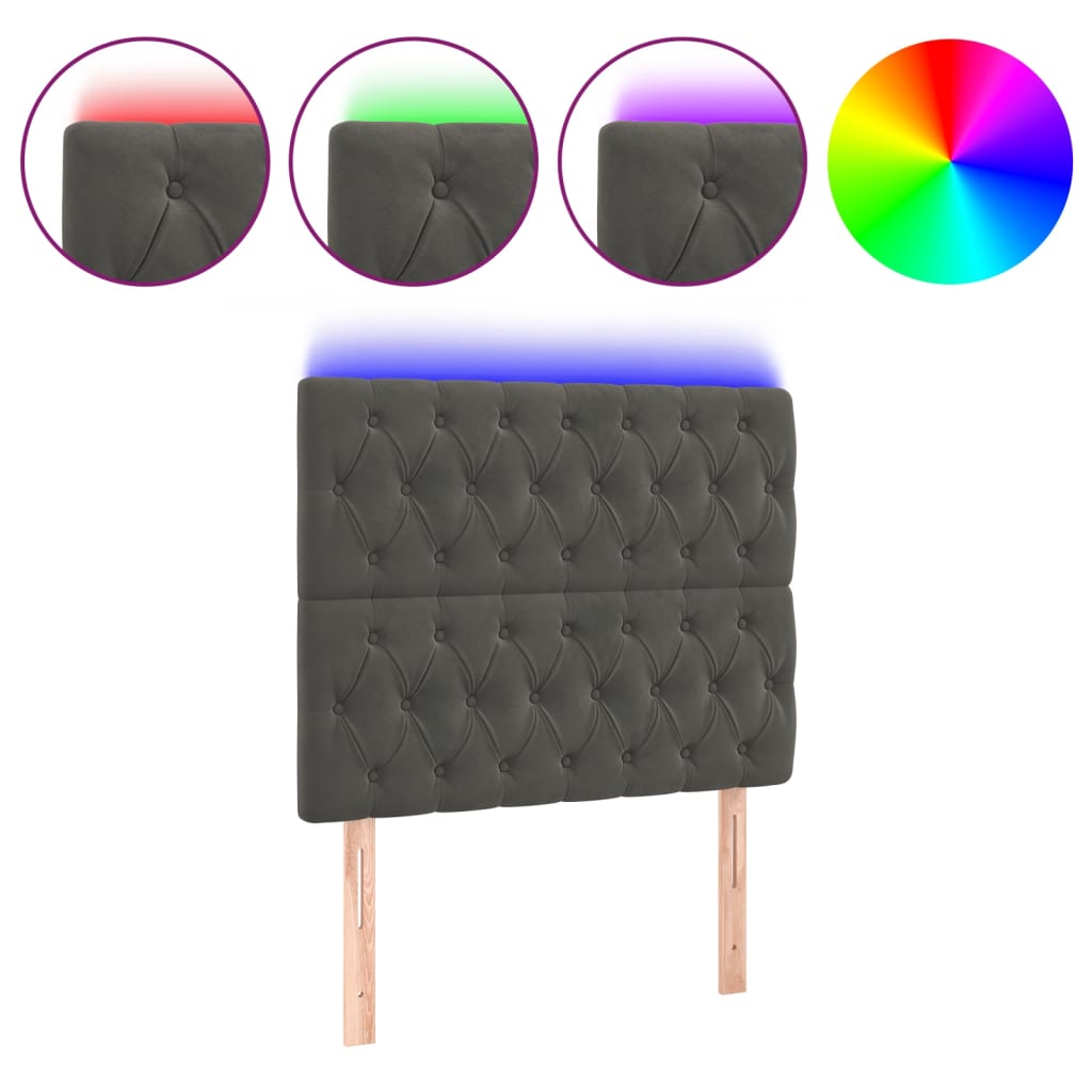 Κεφαλάρι Κρεβατιού LED Σκούρο Γκρι 100x7x118/128 εκ. Βελούδινο - Pakobazaar