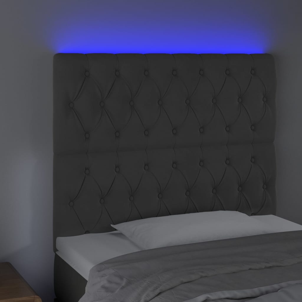 Κεφαλάρι Κρεβατιού LED Σκούρο Γκρι 100x7x118/128 εκ. Βελούδινο - Pakobazaar