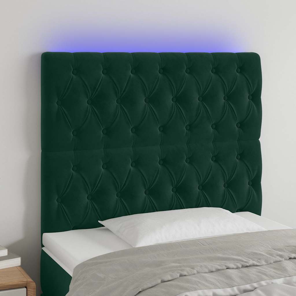 Κεφαλάρι Κρεβατιού LED Σκούρο Πράσινο 100x7x118/128 εκ.