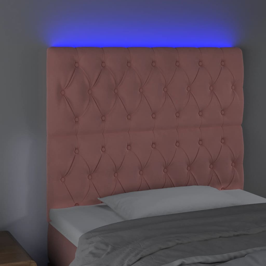 Κεφαλάρι Κρεβατιού LED Ροζ 100x7x118/128 εκ. Βελούδινο