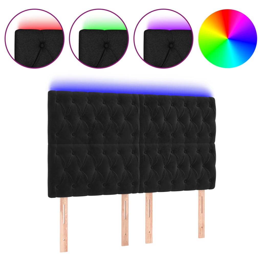 Κεφαλάρι Κρεβατιού LED Μαύρο 160x7x118/128 εκ. Βελούδινο
