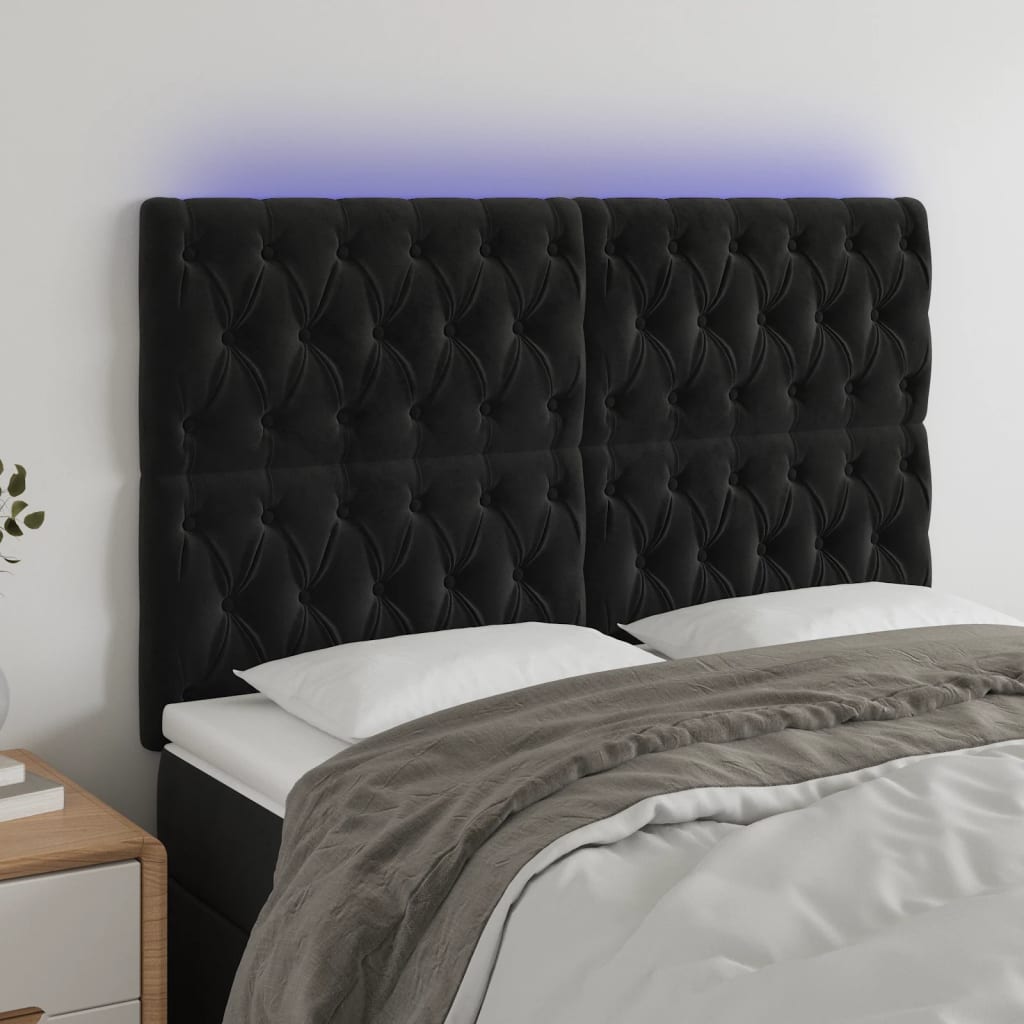 Κεφαλάρι Κρεβατιού LED Μαύρο 160x7x118/128 εκ. Βελούδινο