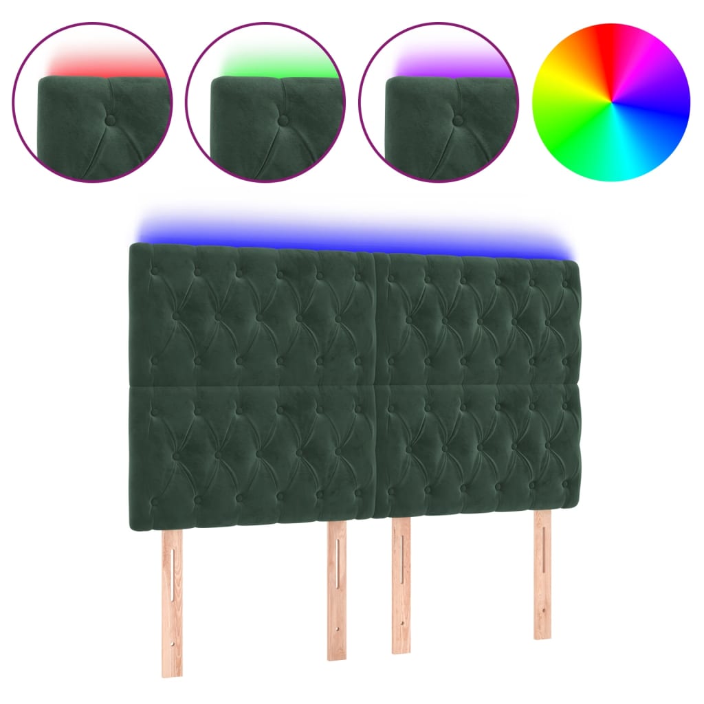 Κεφαλάρι Κρεβατιού LED Σκούρο Πράσινο 160x7x118/128 εκ.