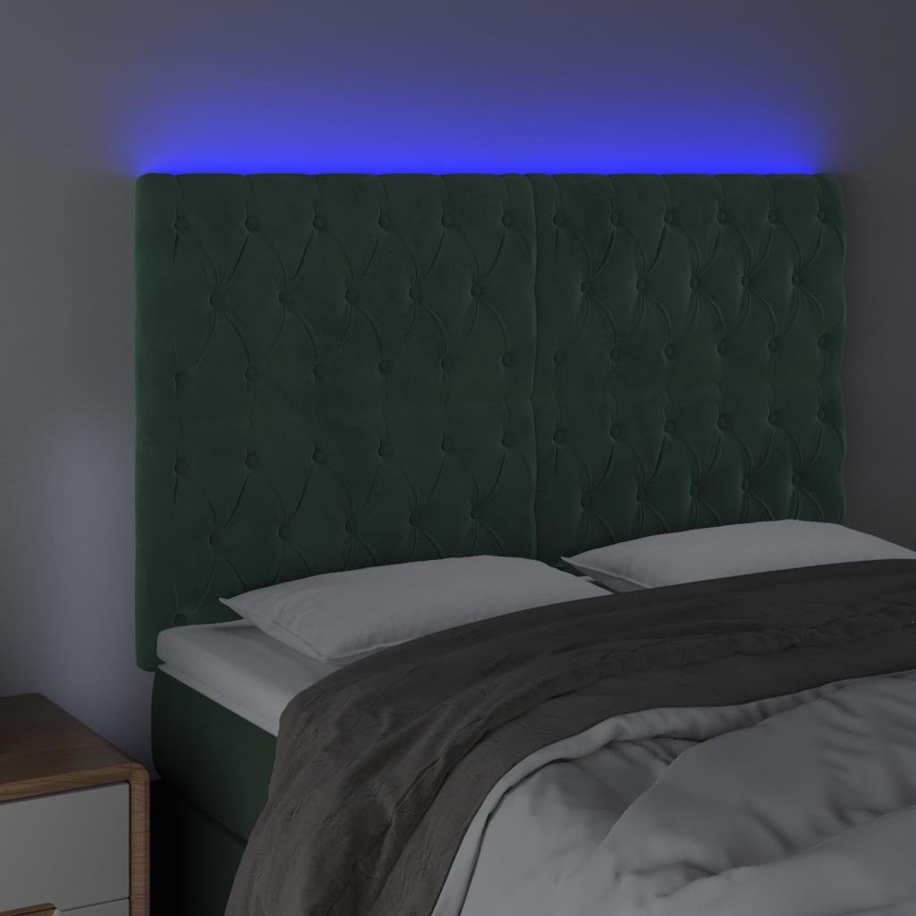 Κεφαλάρι Κρεβατιού LED Σκούρο Πράσινο 160x7x118/128 εκ.