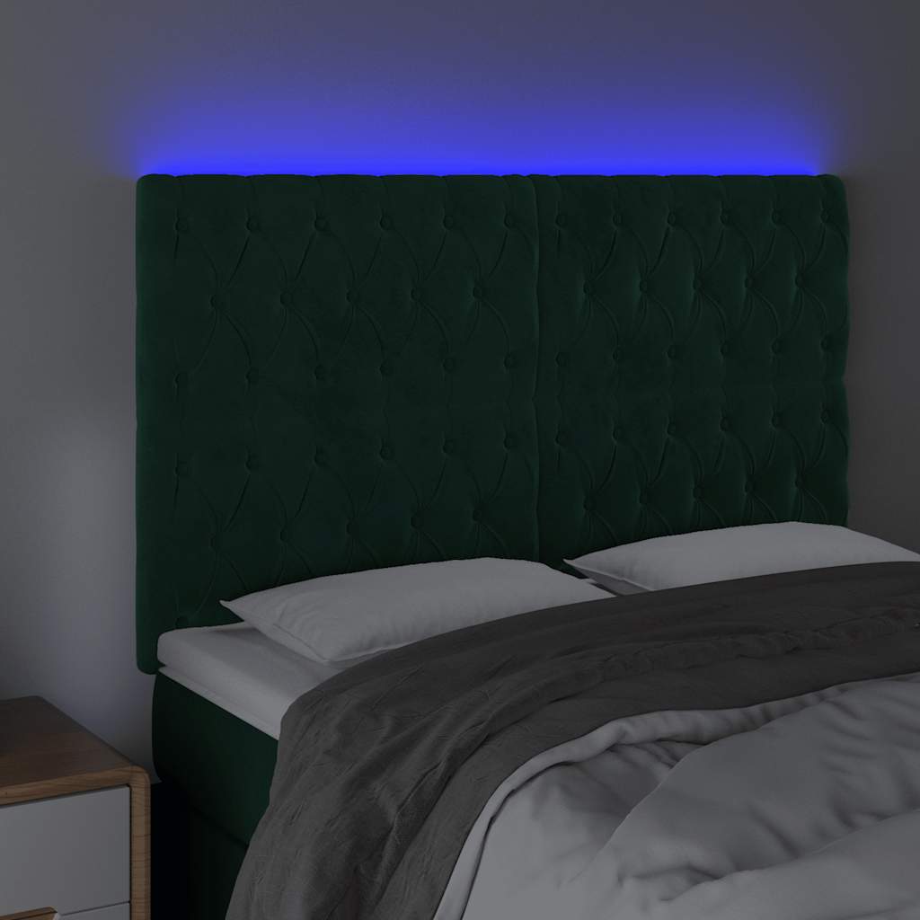 Κεφαλάρι Κρεβατιού LED Σκούρο Πράσινο 160x7x118/128 εκ.