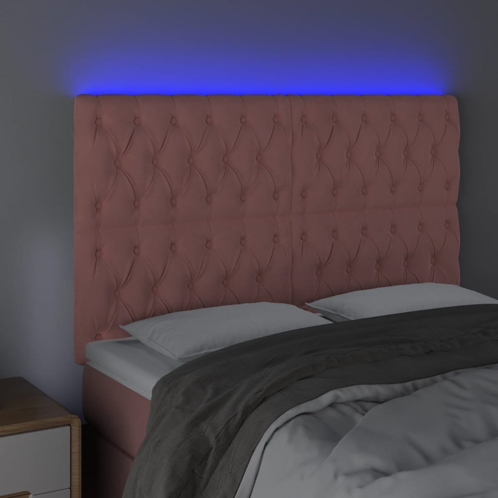 Κεφαλάρι Κρεβατιού LED Ροζ 160x7x118/128 εκ. Βελούδινο