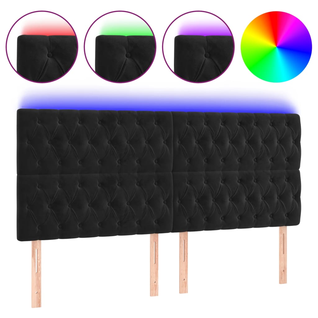 Κεφαλάρι Κρεβατιού LED Μαύρο 180x7x118/128 εκ. Βελούδινο - Pakobazaar