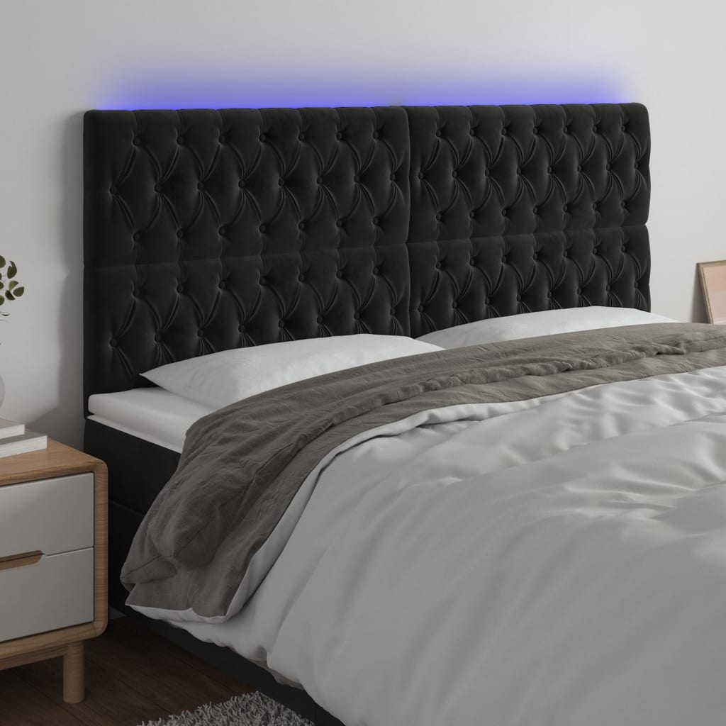 Κεφαλάρι Κρεβατιού LED Μαύρο 180x7x118/128 εκ. Βελούδινο - Pakobazaar