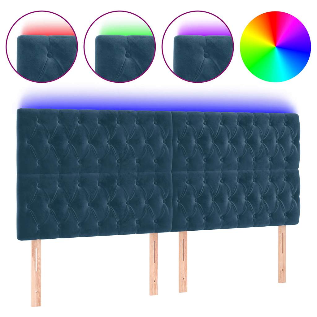 Κεφαλάρι Κρεβατιού LED Σκούρο Μπλε 180x7x118/128 εκ. Βελούδινο - Pakobazaar