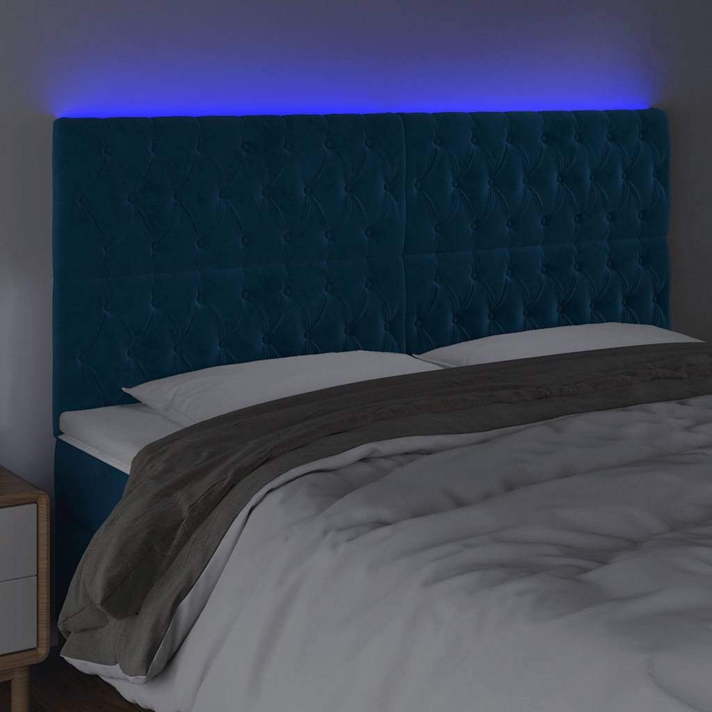 Κεφαλάρι Κρεβατιού LED Σκούρο Μπλε 180x7x118/128 εκ. Βελούδινο - Pakobazaar