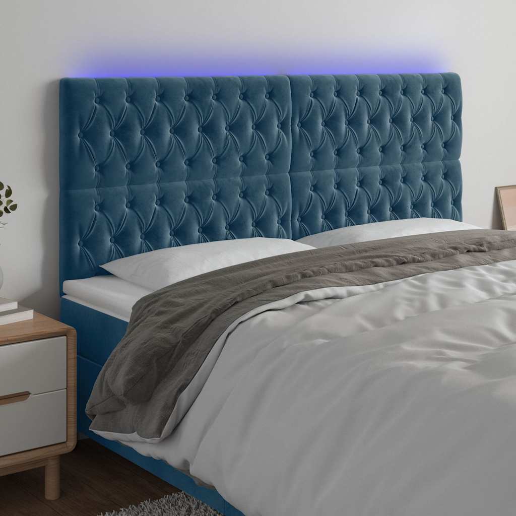 Κεφαλάρι Κρεβατιού LED Σκούρο Μπλε 180x7x118/128 εκ. Βελούδινο - Pakobazaar