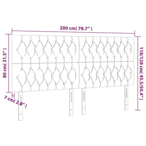 Κεφαλάρι Κρεβατιού LED Ανοιχτό Γκρι 200x7x118/128 εκ. Βελούδινο