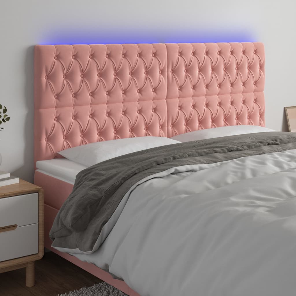 Κεφαλάρι Κρεβατιού LED Ροζ 200x7x118/128 εκ. Βελούδινο