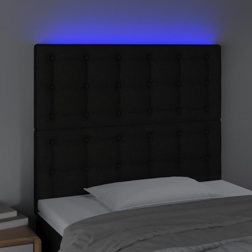 Κεφαλάρι Κρεβατιού LED Μαύρο 80x5x118/128 εκ. Υφασμάτινο - Pakobazaar