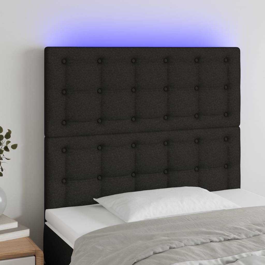 Κεφαλάρι Κρεβατιού LED Μαύρο 80x5x118/128 εκ. Υφασμάτινο - Pakobazaar
