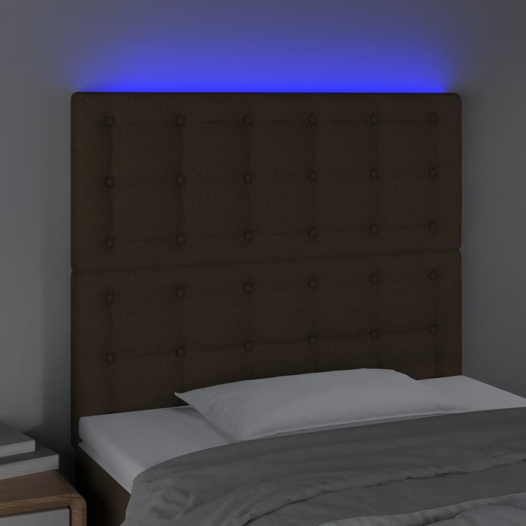 Κεφαλάρι Κρεβατιού LED Σκούρο Καφέ 80x5x118/128εκ. Υφασμάτινο - Pakobazaar