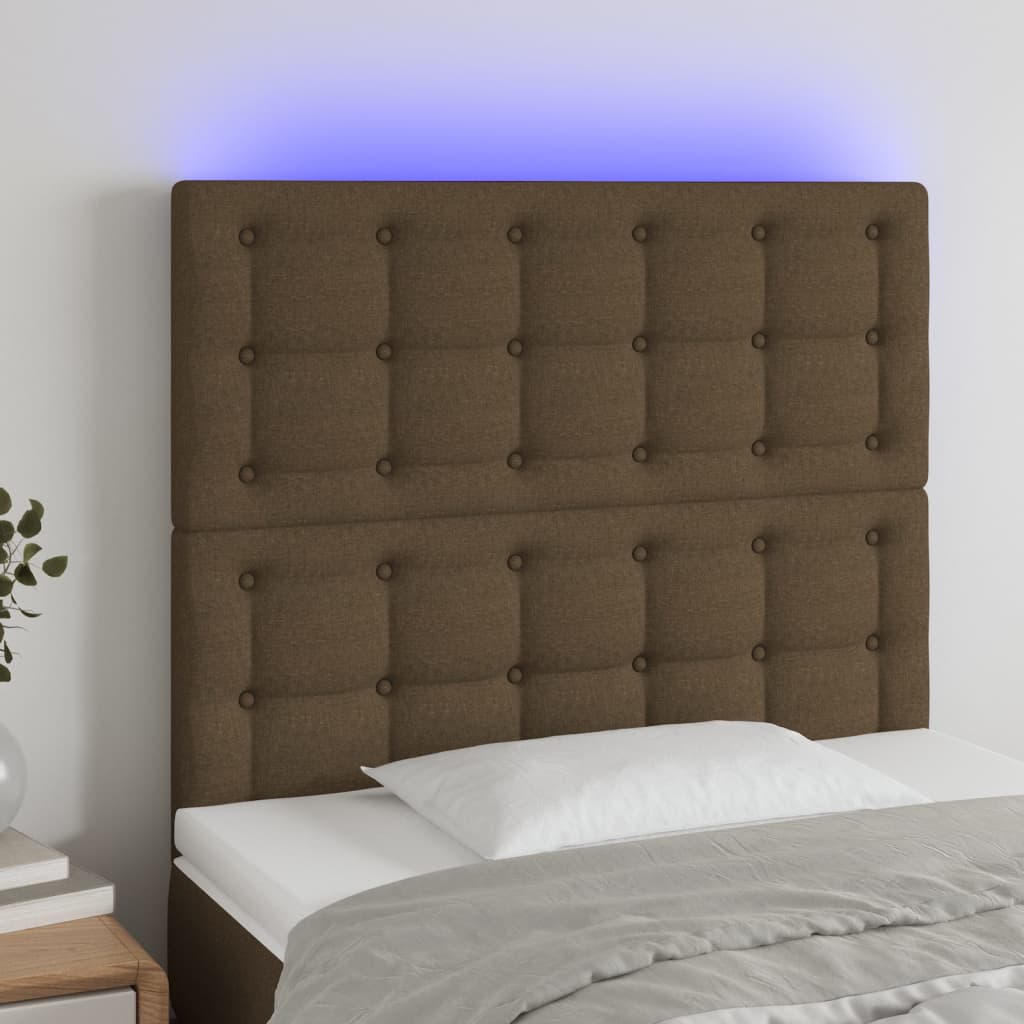Κεφαλάρι Κρεβατιού LED Σκούρο Καφέ 80x5x118/128εκ. Υφασμάτινο - Pakobazaar