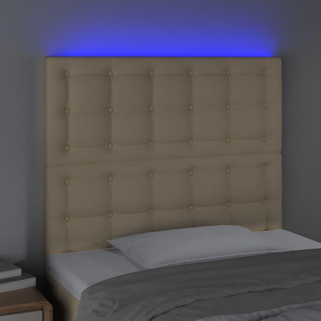 Κεφαλάρι Κρεβατιού LED Κρεμ 90x5x118/128εκ. Υφασμάτινο