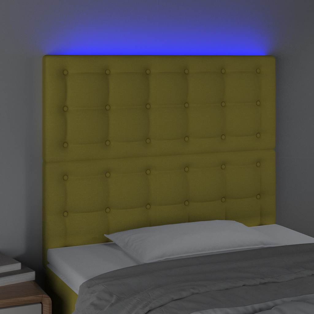 Κεφαλάρι Κρεβατιού LED Πράσινο 90x5x118/128 εκ. Υφασμάτινο