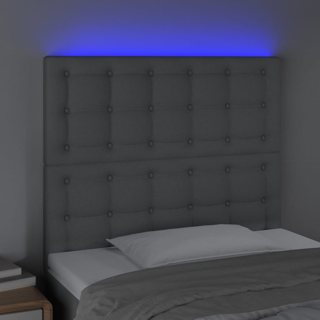 Κεφαλάρι Κρεβατιού LED Ανοιχτό Γκρι 100x5x118/128εκ. Υφασμάτινο - Pakobazaar