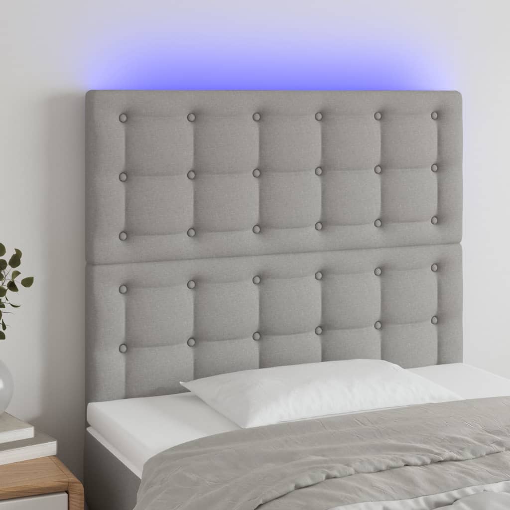 Κεφαλάρι Κρεβατιού LED Ανοιχτό Γκρι 100x5x118/128εκ. Υφασμάτινο - Pakobazaar