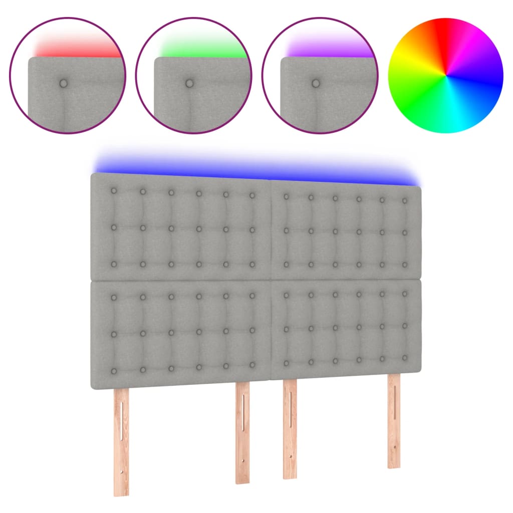 Κεφαλάρι Κρεβατιού LED Ανοιχτό Γκρι 144x5x118/128 εκ.